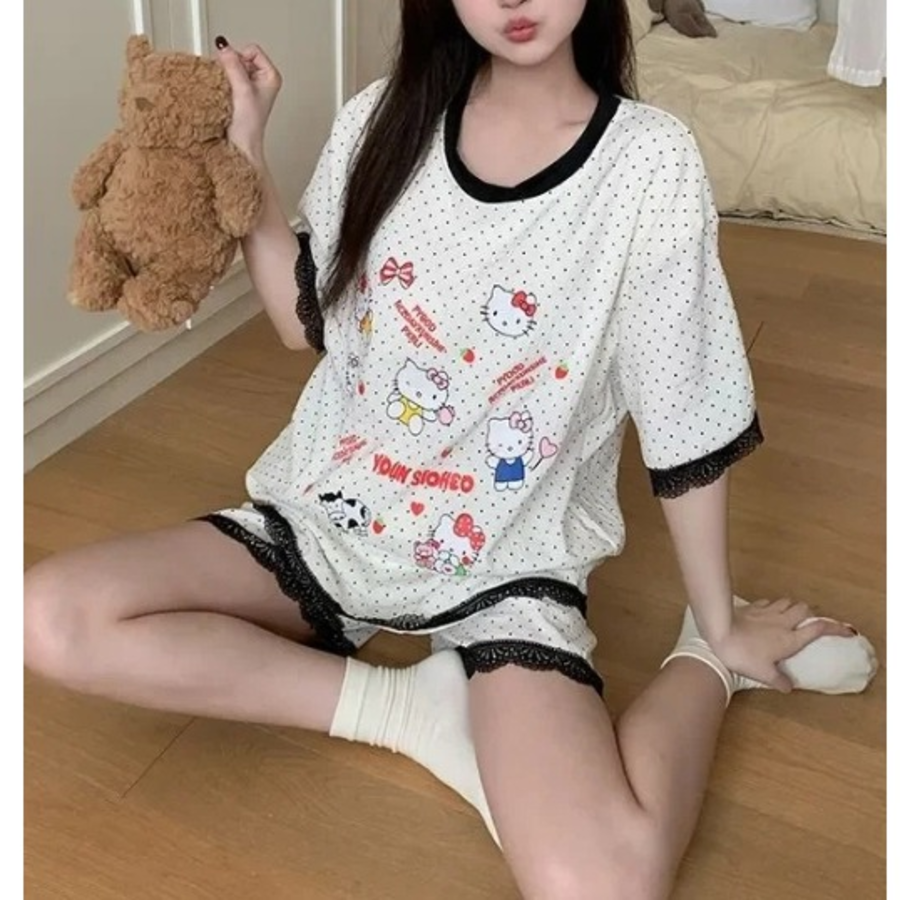 Hello Kitty Dot Ringer Pajama Set