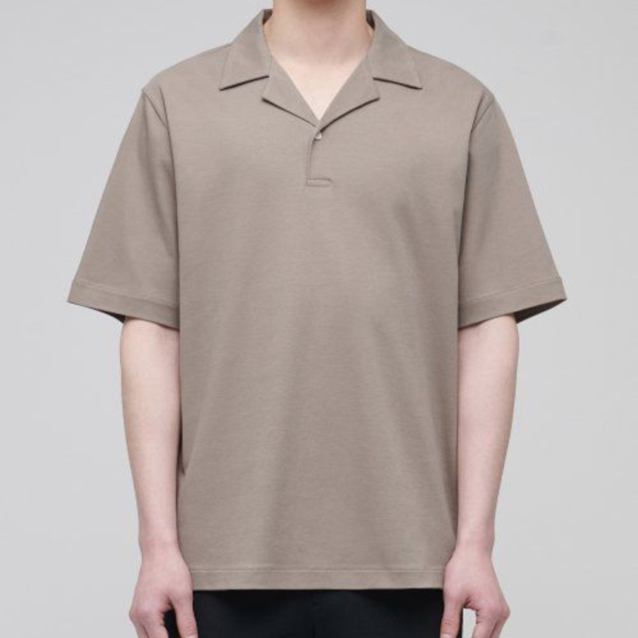Open Collar Polo Shirt [Dusty Beige]
