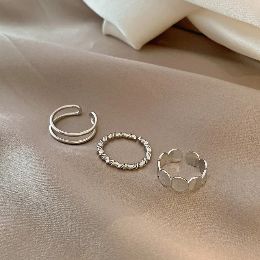 Серебряное хирургическое кольцо из 3 частей для указательного пальца
