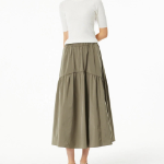JAJU Shirring Skirt (Khaki) — лёгкость формы и свобода движения