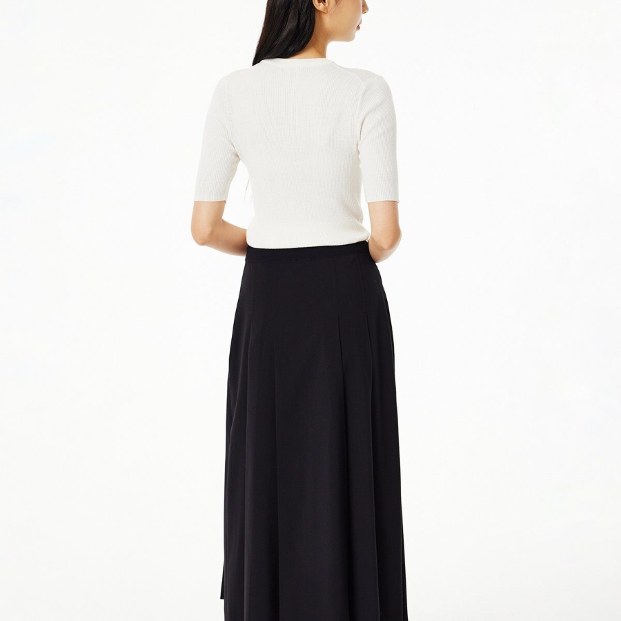 JAJU Pleated Long Skirt (Black) — лёгкость движения в классическом исполнении