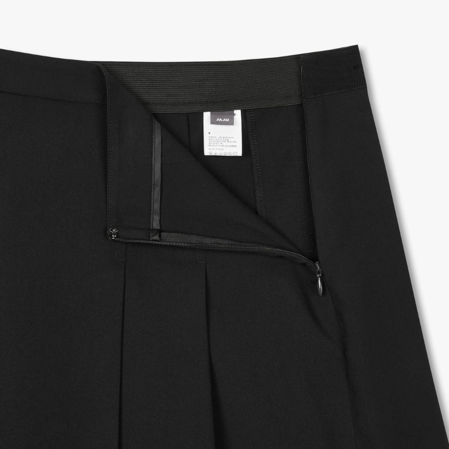 JAJU Pleated Long Skirt (Black) — лёгкость движения в классическом исполнении