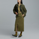 JAJU H-Line Slit Skirt (Olive) — сдержанная элегантность с комфортной посадкой