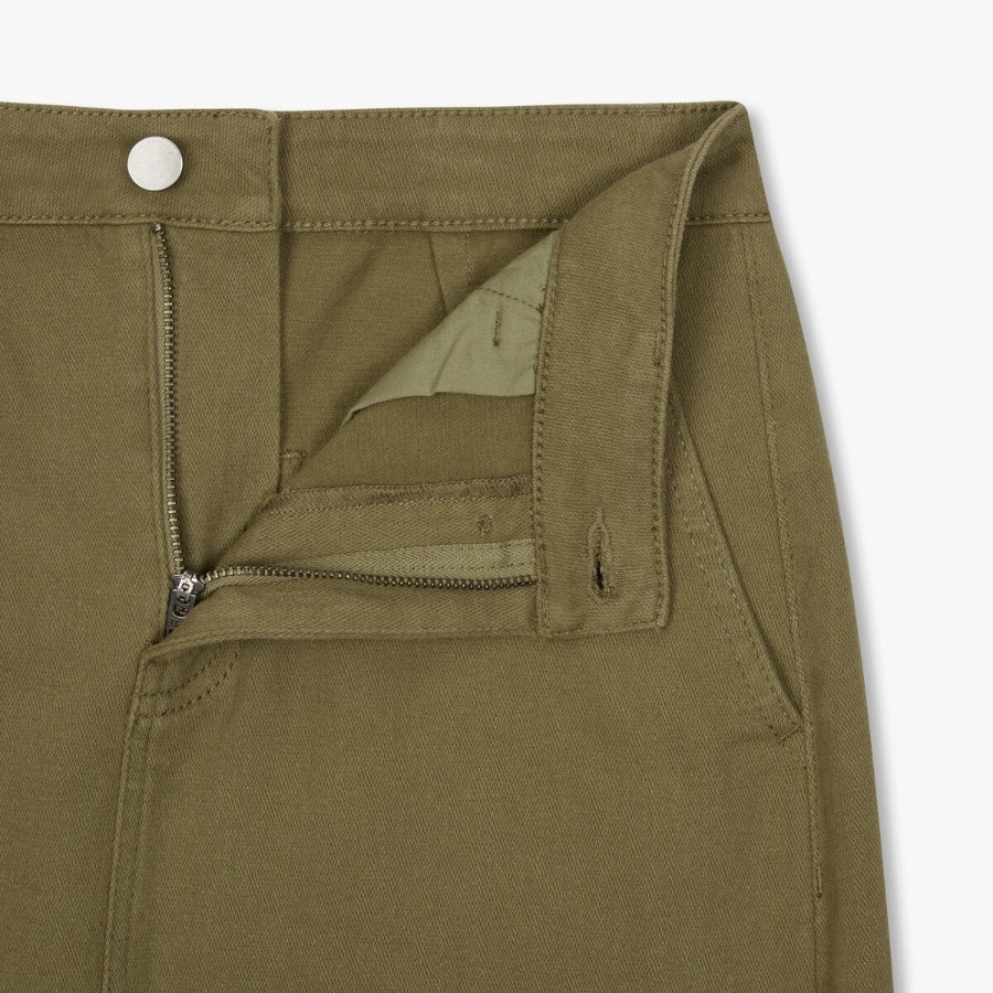 JAJU H-Line Slit Skirt (Olive) — сдержанная элегантность с комфортной посадкой