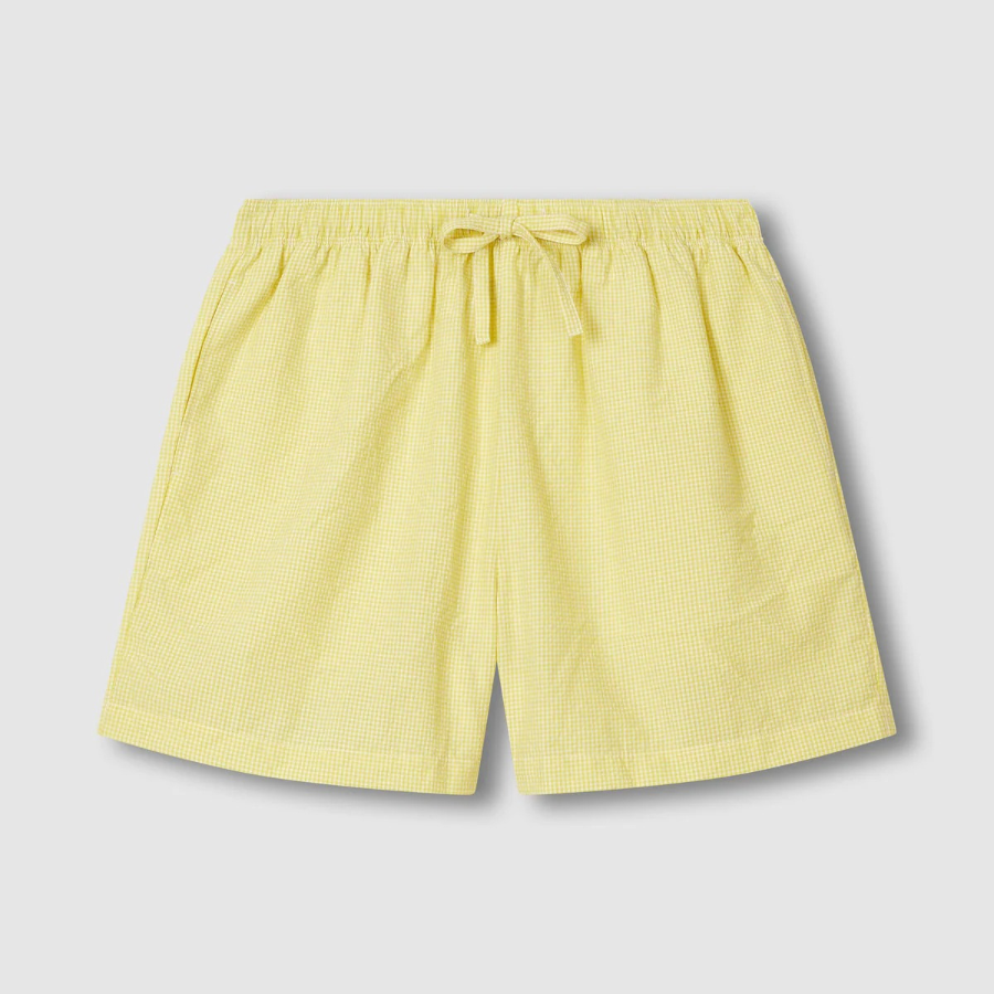 JAJU Seersucker Check 3/4 Pajama Set (Light Yellow) — воздушный комфорт и стильная классика для тёплых дней