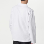 Slit Neck Long Sleeve Piqué Polo Shirt [White]