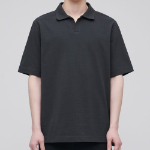 Slit Neck Piqué Polo Shirt [Dark Gray]