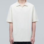 Slit Neck Piqué Polo Shirt [Cream]