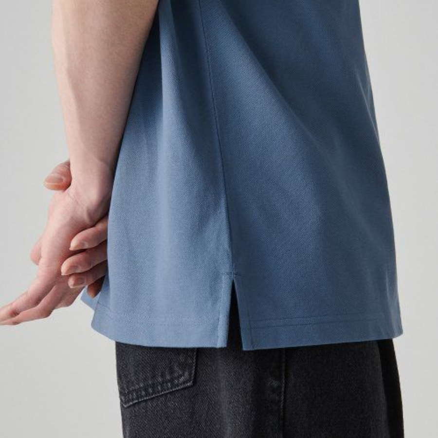 [Cool Standard] Relax Fit Piqué Polo Shirt [Blue Gray]