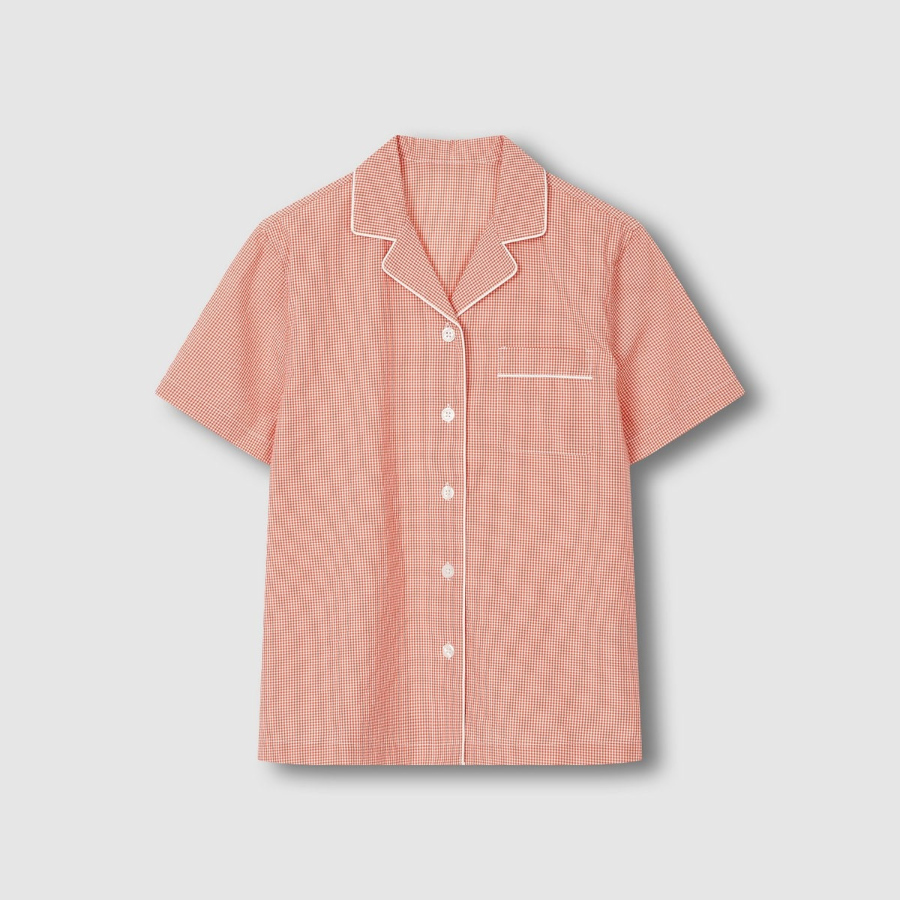 JAJU Seersucker Check 3/4 Pajama Set (Light Orange) — лёгкость, которая создаёт настроение уюта