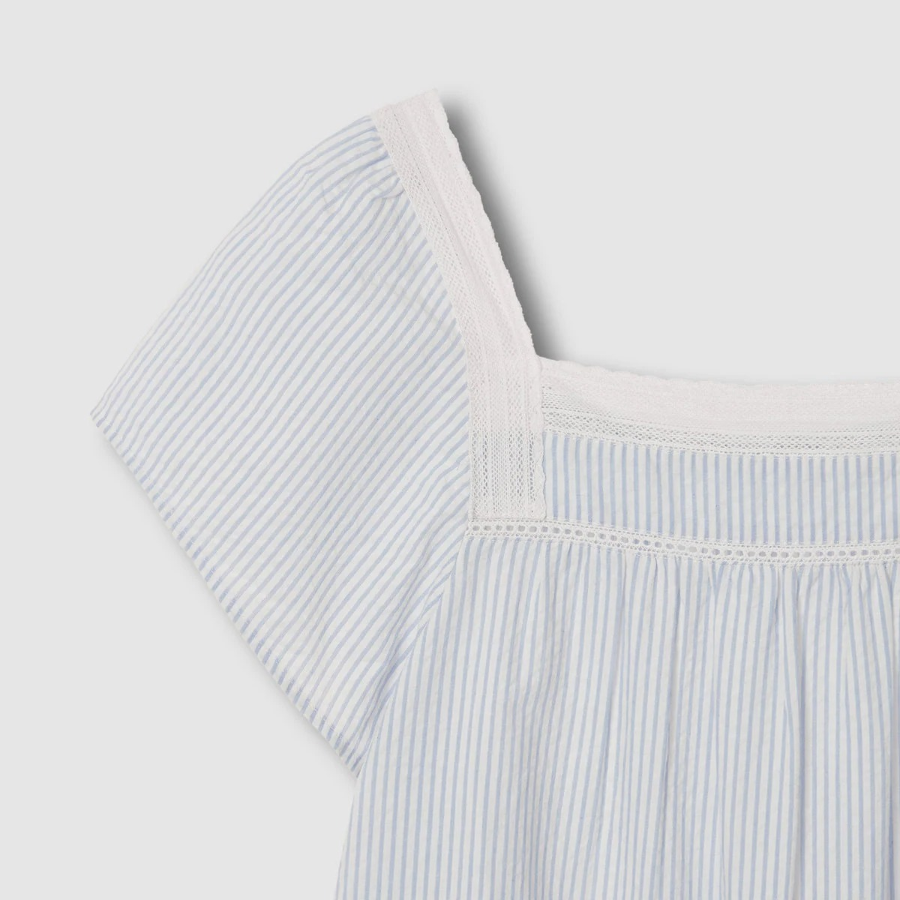 JAJU Seersucker Shirring Pajama Set (Light Blue) — нежность, которую хочется носить каждый вечер