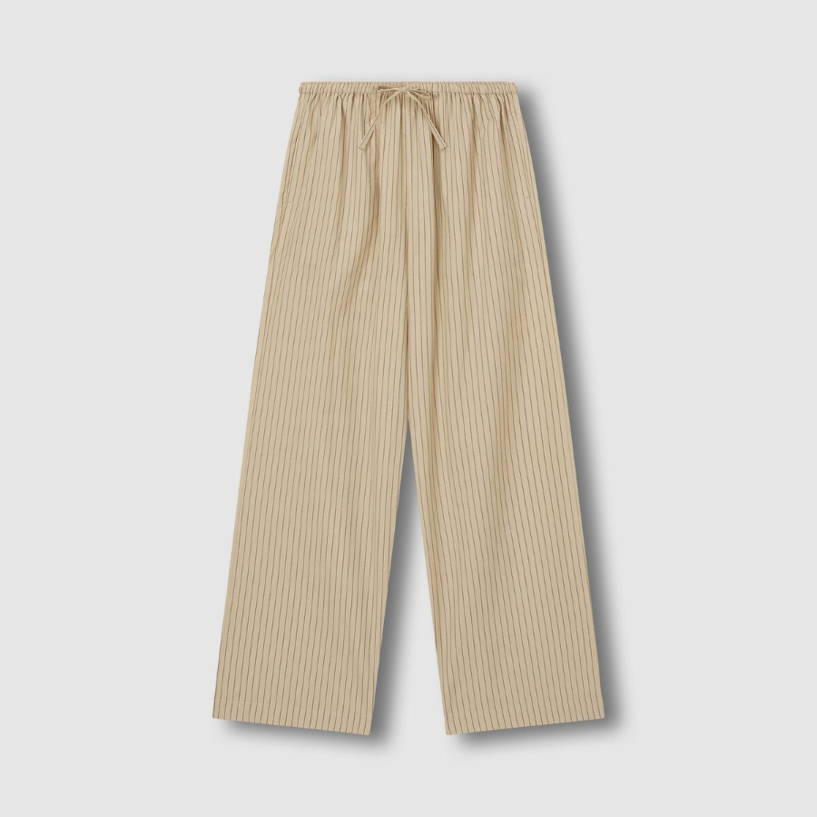 JAJU Cotton Stripe Sleeveless Pajama Set (Dark Beige) — домашний комфорт в минималистичном стиле