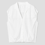 KUHO Collar Neck Short Sleeve Blouse – White