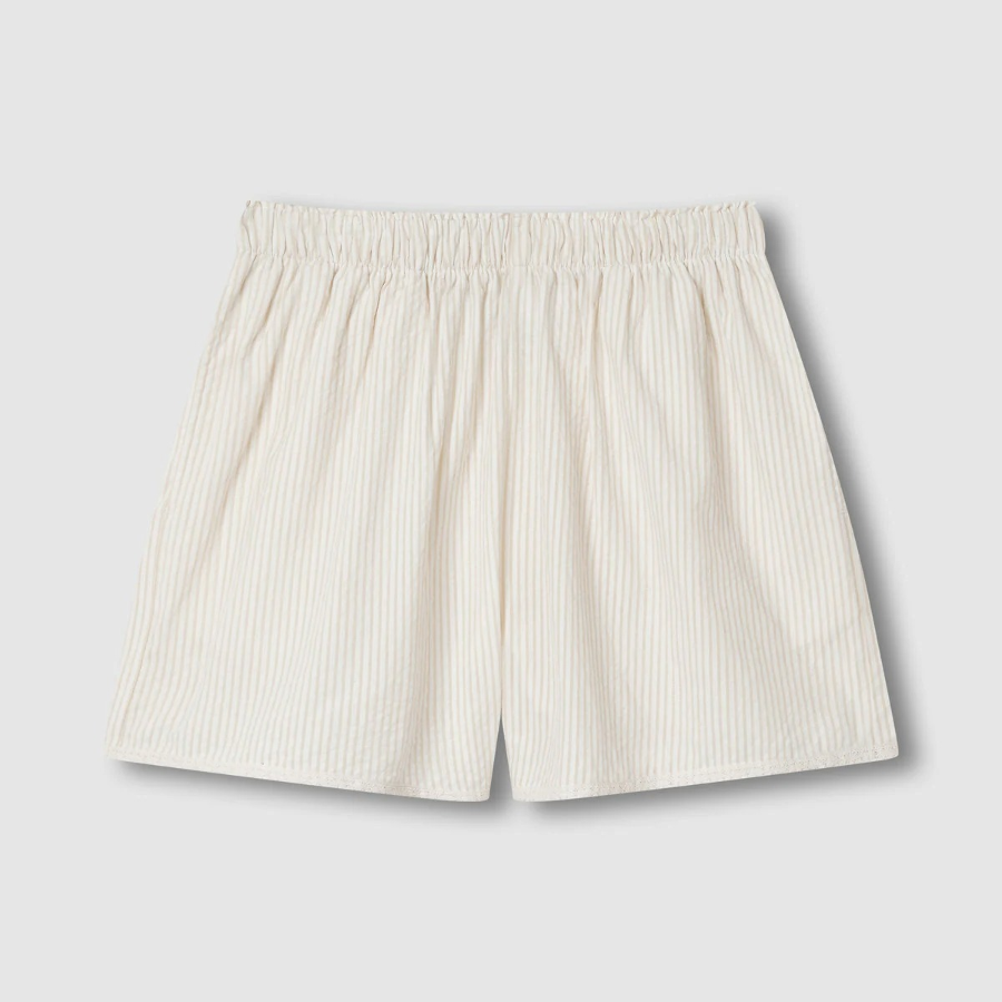 JAJU Seersucker Shirring Short-Sleeve Pajama Set (Light Beige) — лёгкость и комфорт в жаркие дни