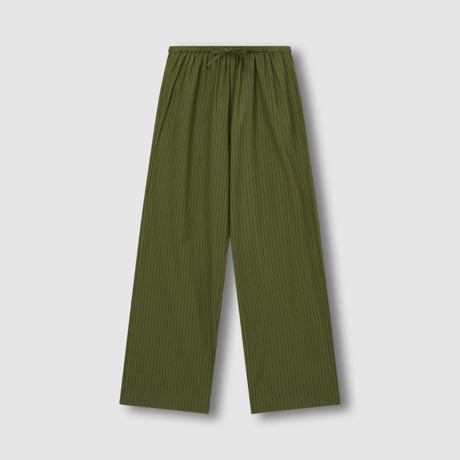 JAJU Cotton Stripe Sleeveless Pajama Set (Dark Khaki) — удобство и стиль в каждой детали