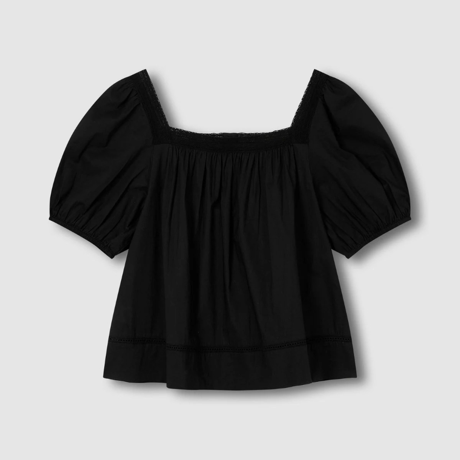 JAJU Eyelet Short-Sleeve Pajama Set (Black) — лёгкость и утончённость для домашнего уюта