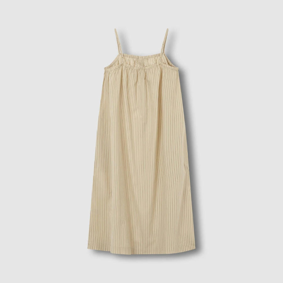 JAJU Cotton Stripe Sleeveless Pajama Dress (Dark Beige) — комфорт и элегантность для домашнего отдыха