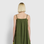 JAJU Cotton Stripe Sleeveless Pajama Dress (Dark Khaki) — комфорт и стиль для домашнего отдыха
