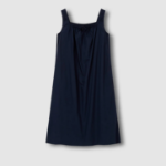 JAJU 60s Cotton Shirring Sleeveless Pajama Dress (Navy) — комфорт и нежность в каждом движении