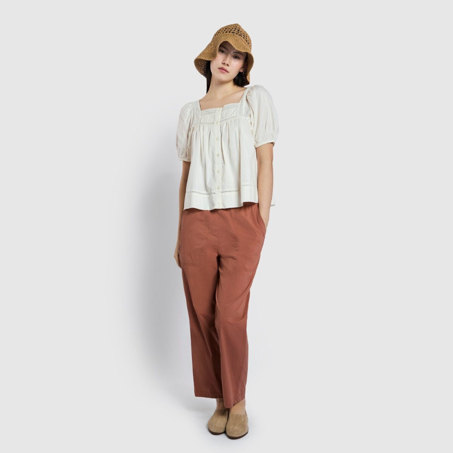 JAJU Eyelet Short Sleeve Pajama Shirt (Ivory) — изящность и комфорт для вашего отдыха