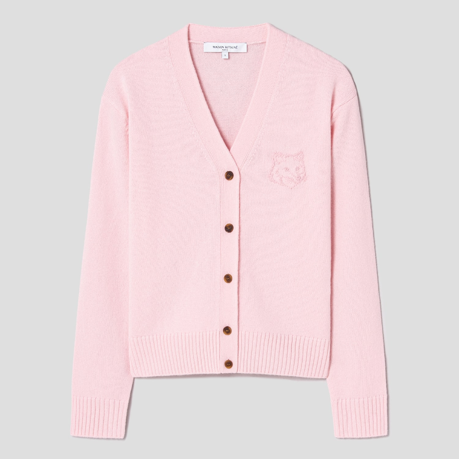 Maison Kitsune Women Bold Fox Head Embroidered Cropped Cardigan