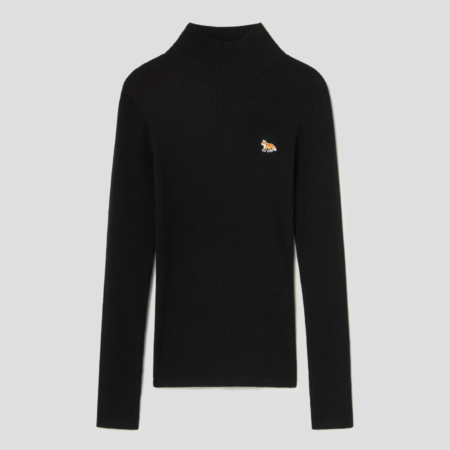 Maison Kitsune Women Baby Fox Patch Fine Ribbed Turtleneck