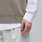 Oversized V-Neck Knit Vest [Dusty Beige]