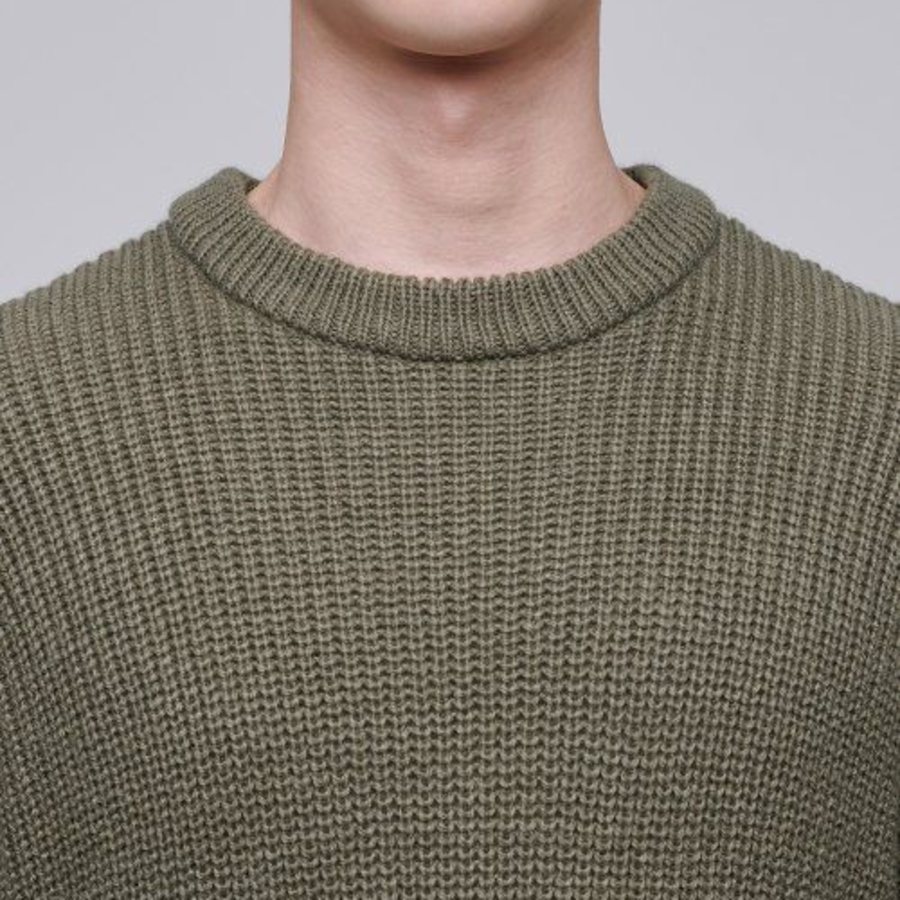 Alpaca Ribbed Crew Neck Knit [Desert Sage]