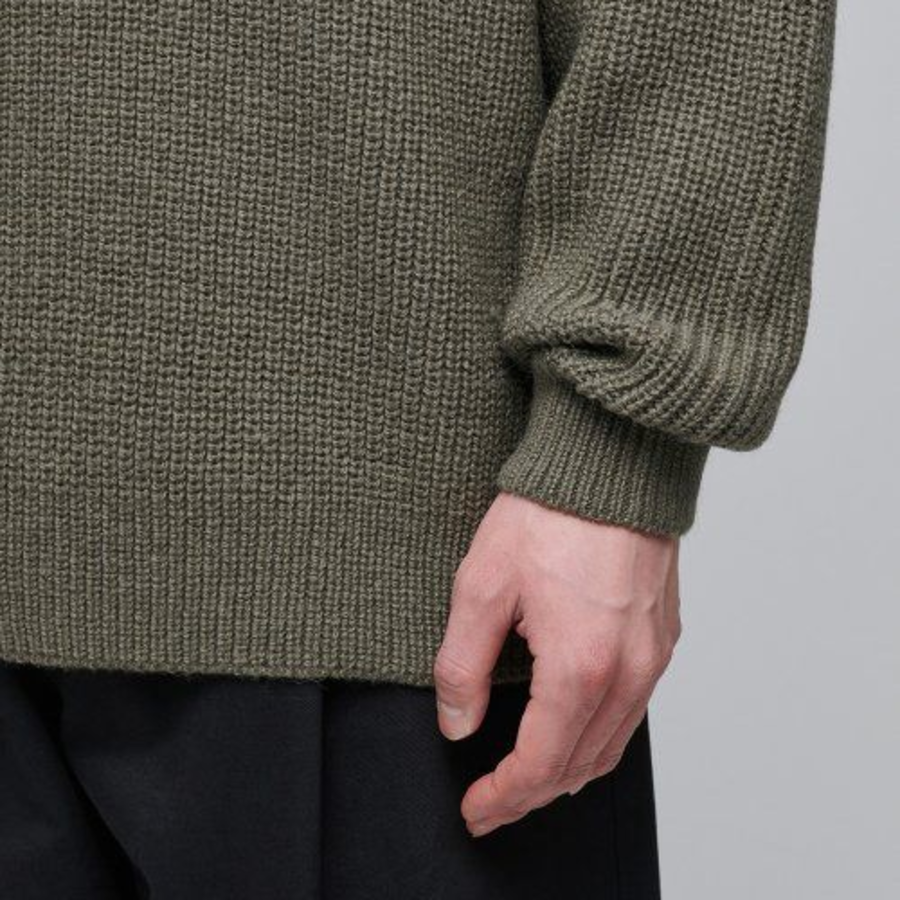 Alpaca Ribbed Crew Neck Knit [Desert Sage]