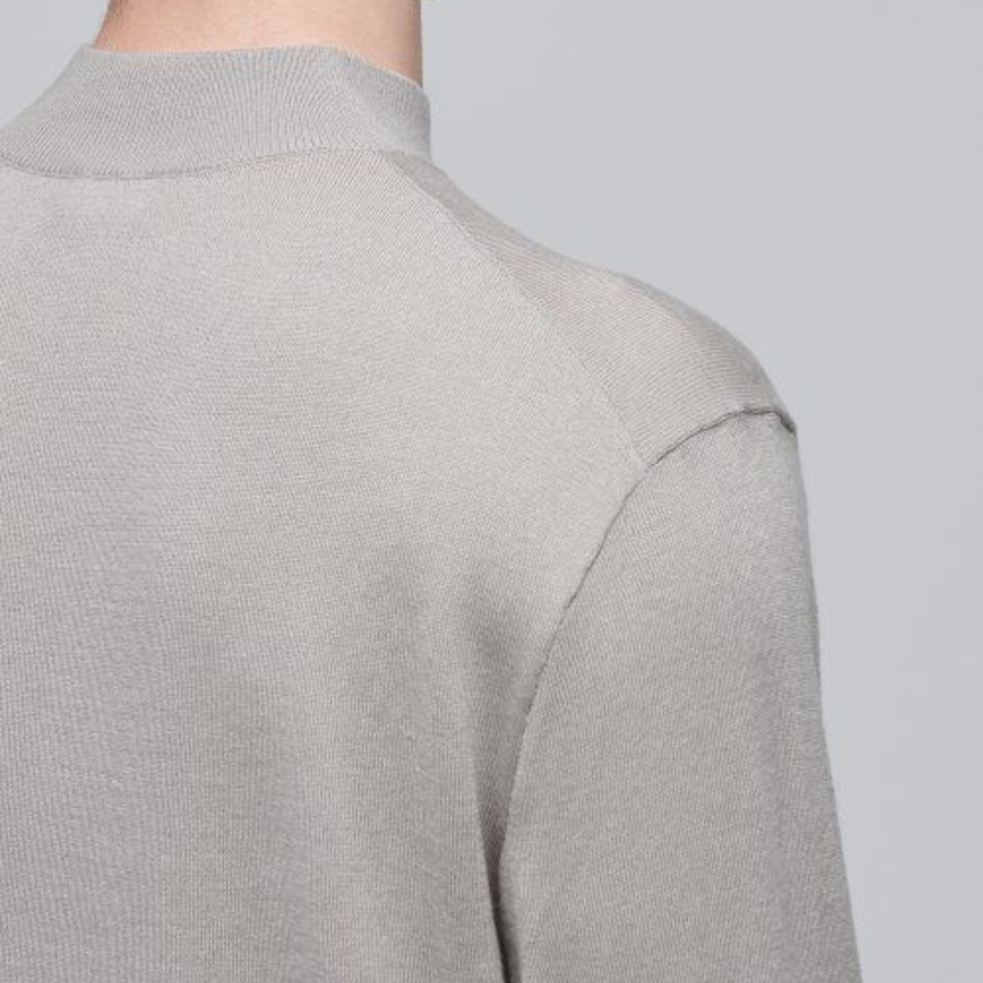 Merino Wool Blend High-Gauge Mock Neck Knit [Mushroom]