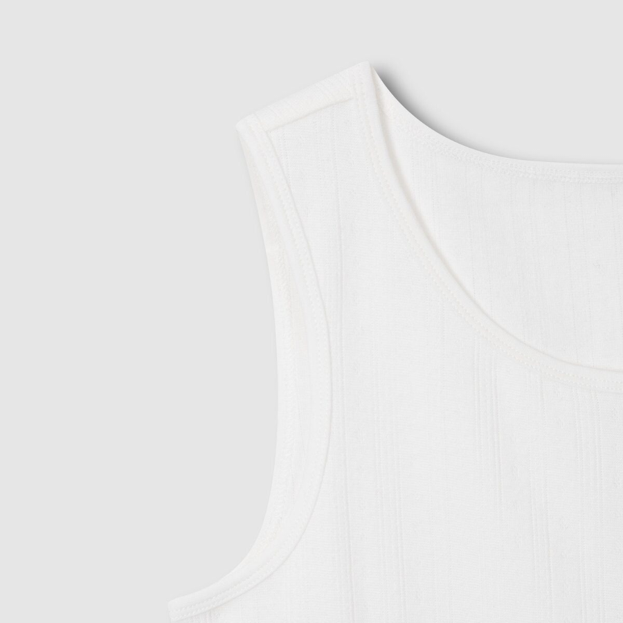 JAJU Pointelle Sleeveless Lounge T-Shirt (White) — лёгкость, мягкость и женственность для домашнего уюта
