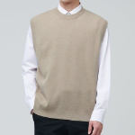 Lambswool Crew Neck Knit Vest [Beige]