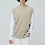 Lambswool Crew Neck Knit Vest [Beige]