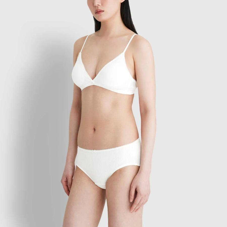 JAJU Cotton Pointelle Bralette (White) — мягкость и естественность каждый день