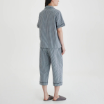 JAJU Cotton Seersucker 3/4 Sleeve Pajama Set (Light Navy) — лёгкость и свежесть в классическом исполнении