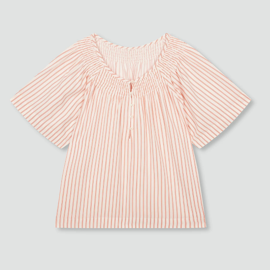 JAJU Lyocell Smocking Pajama Shirt (Light Orange) — нежность ткани и уют в каждом движении
