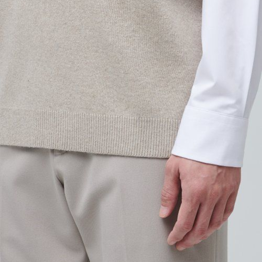 Rams Wool Crew Neck Knit Vest [Mushroom]