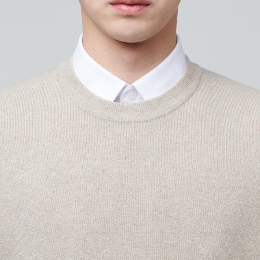Lambswool Crew Neck Knit Vest – Mushroom