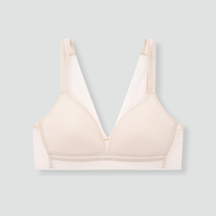 JAJU Mesh No-Line Crop Bra (Beige) — невесомая поддержка и вентиляция