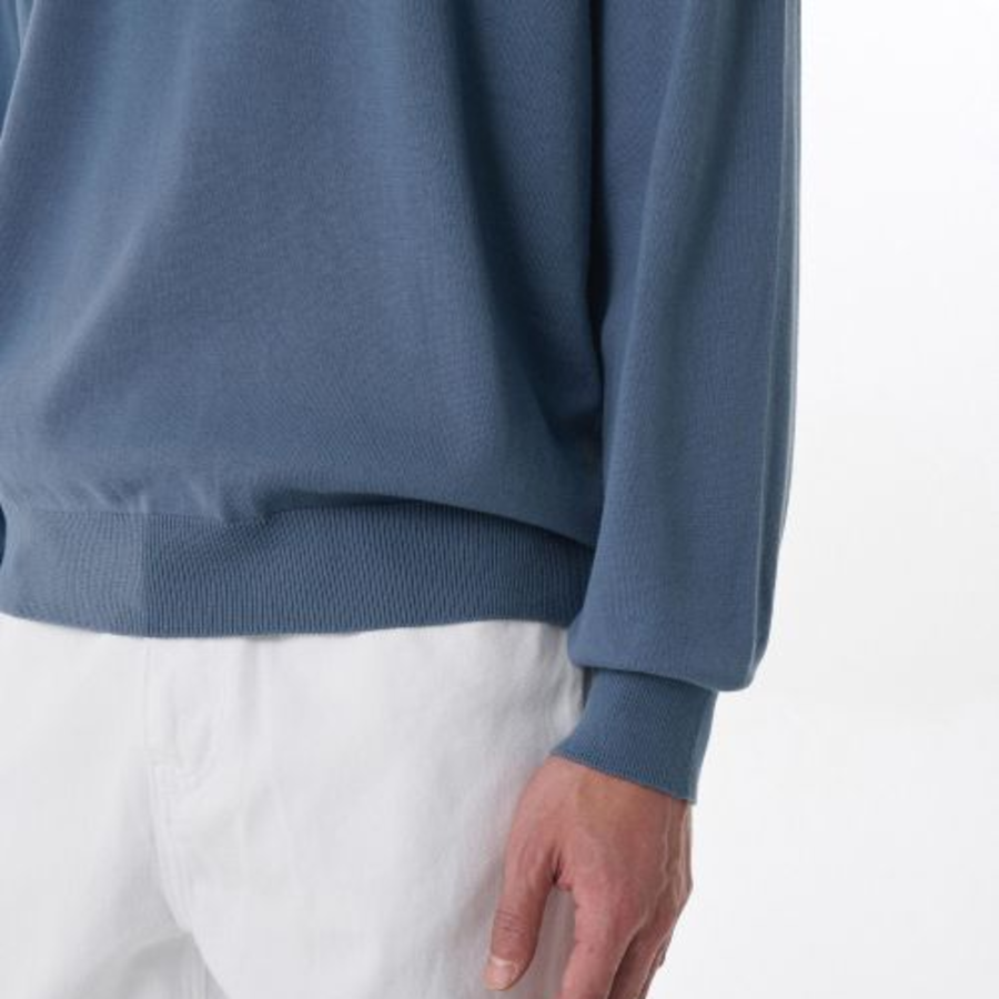 Washable Supima Cotton Crew Neck Knit [Blue Grey]