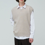 Lambswool V-Neck Knit Vest [Mushroom]