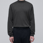 Merino Wool Blend High Gauge Mock Neck Knit [Gunmetal]