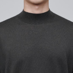 Merino Wool Blend High Gauge Mock Neck Knit [Gunmetal]