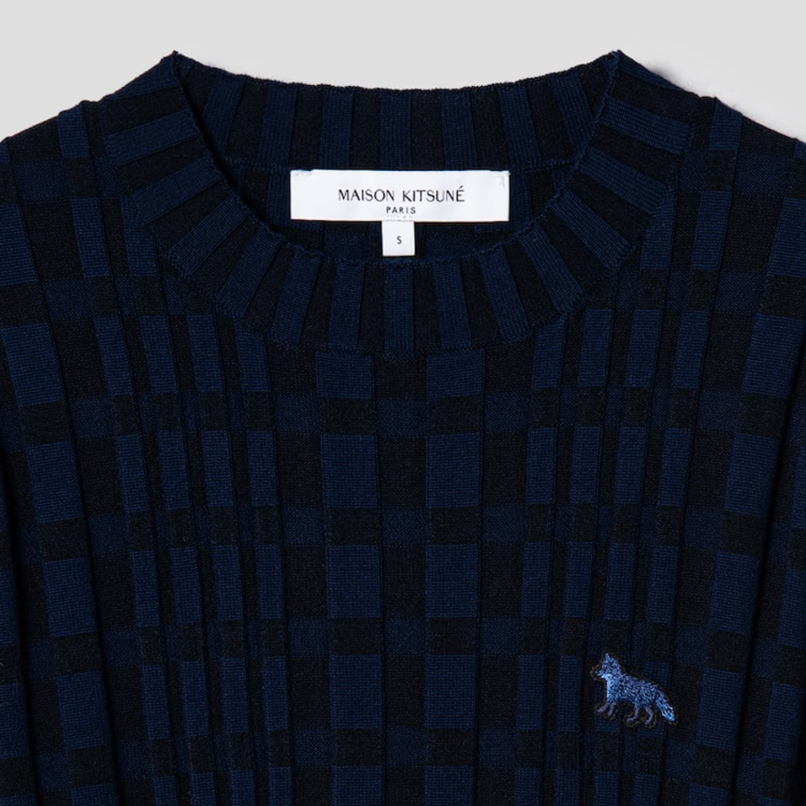 Maison Kitsune Women Checked Ribbed Long Dress