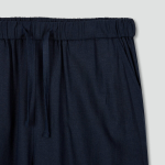 JAJU Linen Blended Wide Banding Pants (Navy) — прохлада и комфорт в расслабленном силуэте