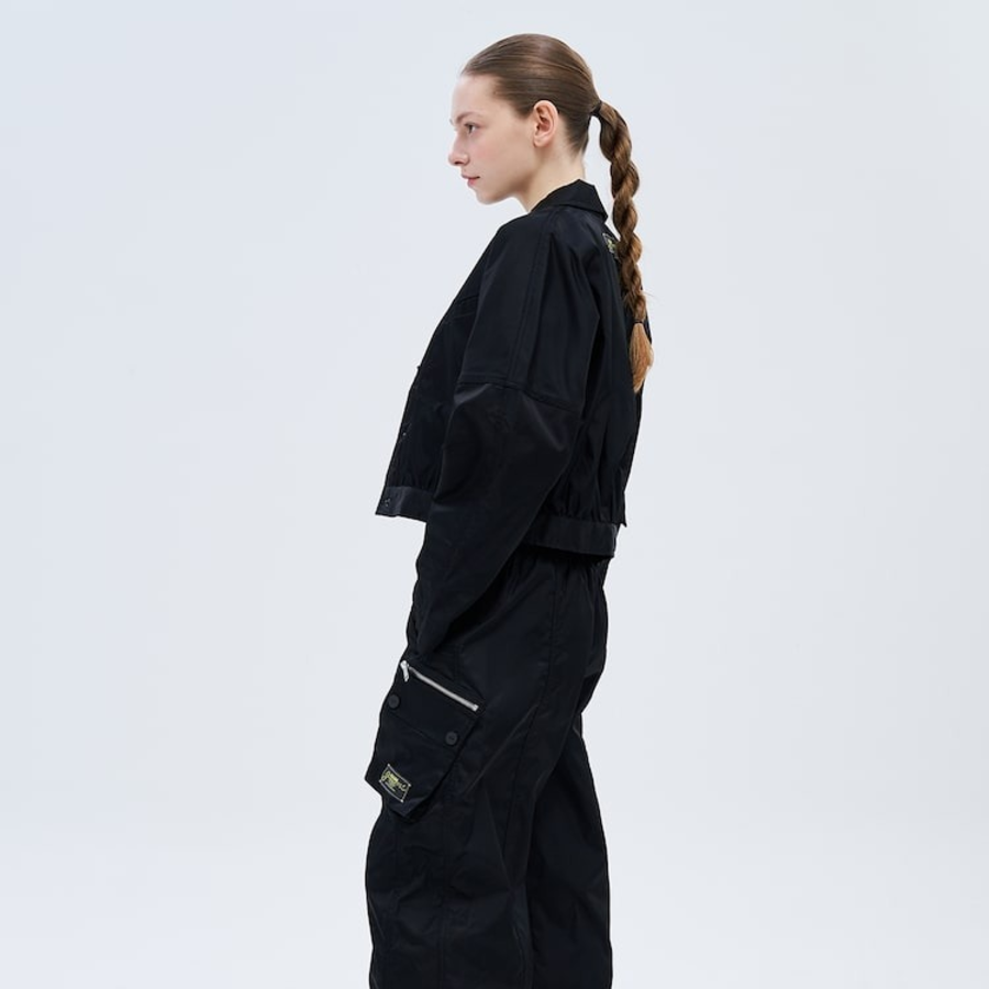 GANNI Duchesse Nylon Short Jacket – Black