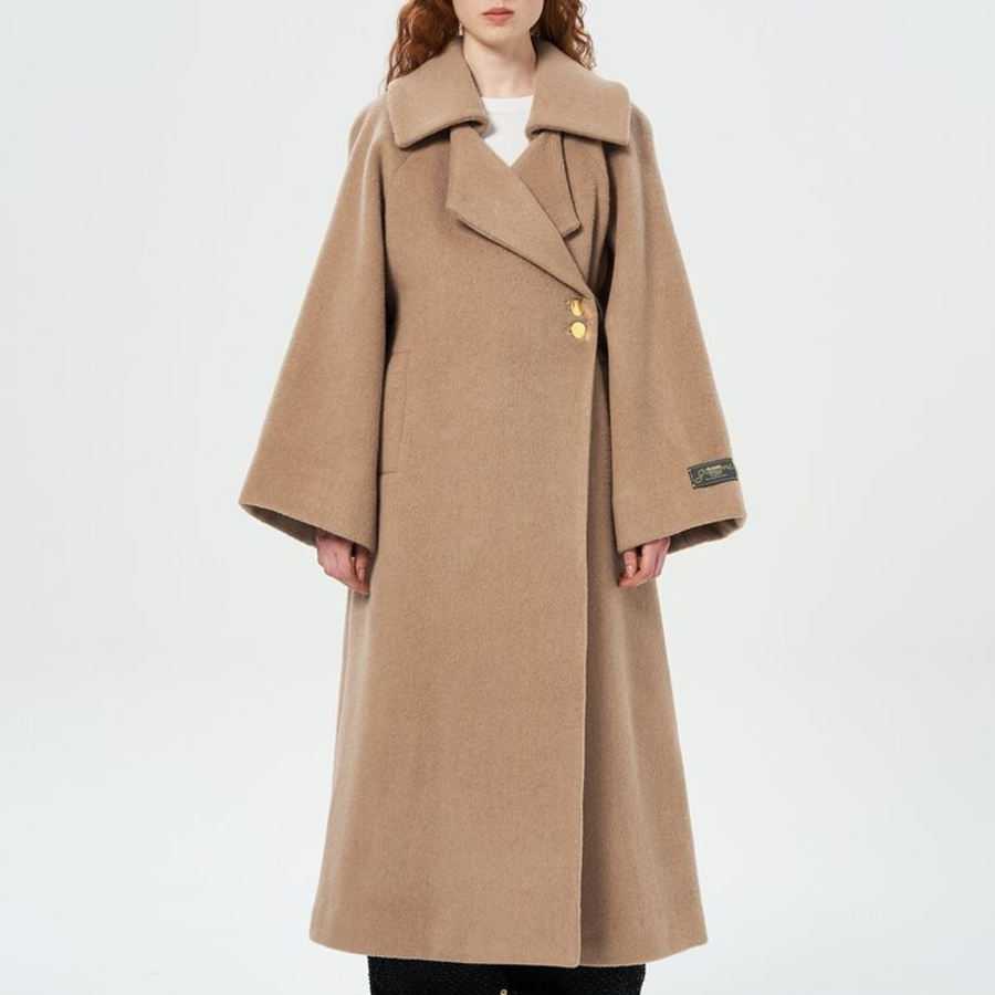 GANNI Double Face Wool Coat – Yellowish Brown