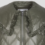 GANNI Shiny Quilt Midi Jacket – Khaki
