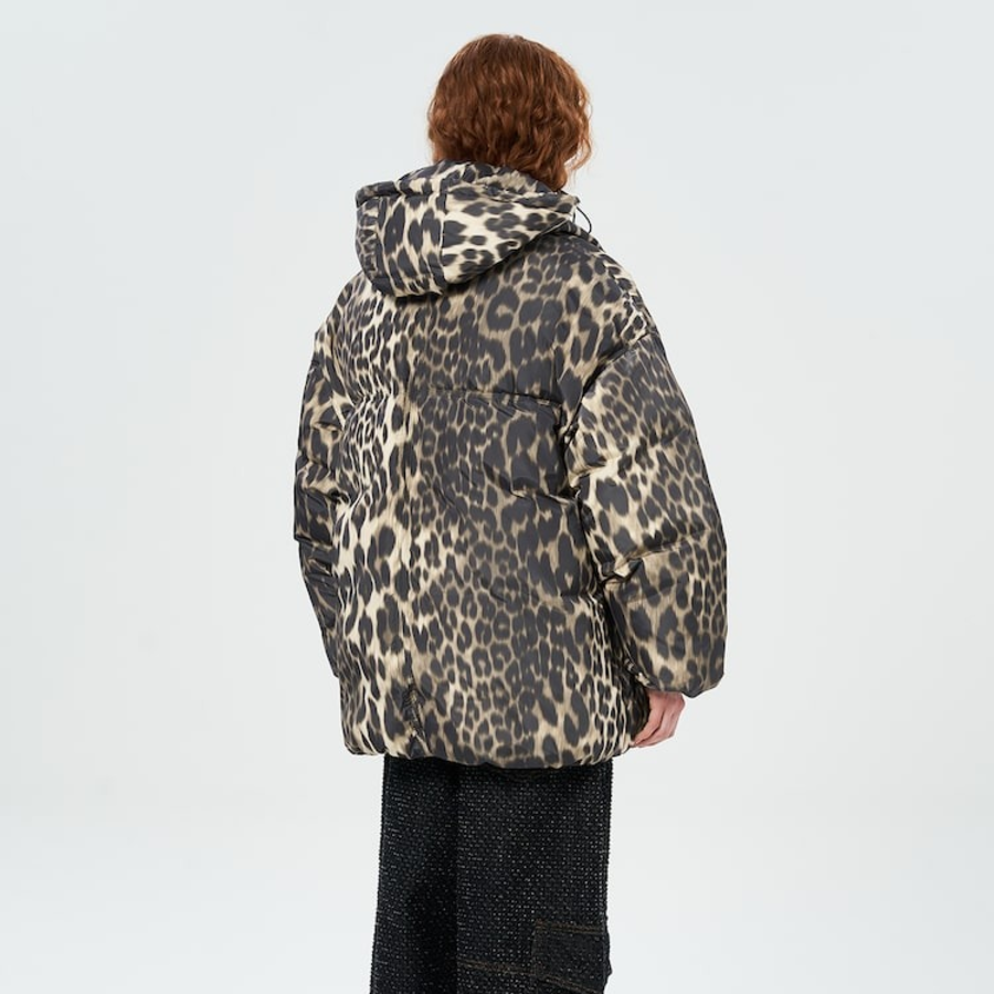 GANNI Leo Puffers Midi Jacket – Brown