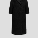 GANNI Textured Boucle Wool Coat – Black